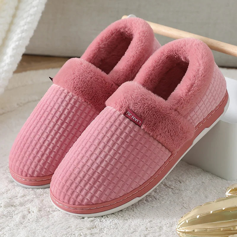 Home Slippers for Men Women Winter Furry Slides Female Indoor Plush Non Slip Bedroom Warm Male Flip Flops Couples Soft Shoes San Remo