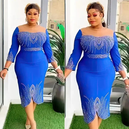 Halbarm Polyester Schwarz Rot Grün Blau Midikleid Kleider