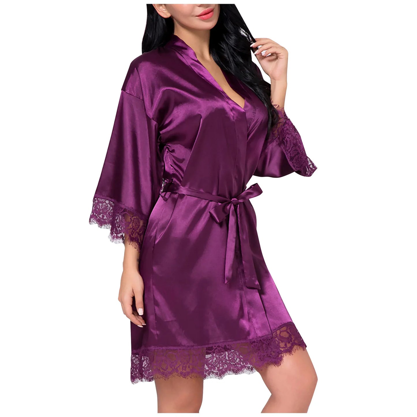 Women'S Casual Winter Leng Bathrobe Solid Home Clothes Long Sleeve Dress Night Wears For Women Women'S Summer Pajamas Sleepwear San Remo