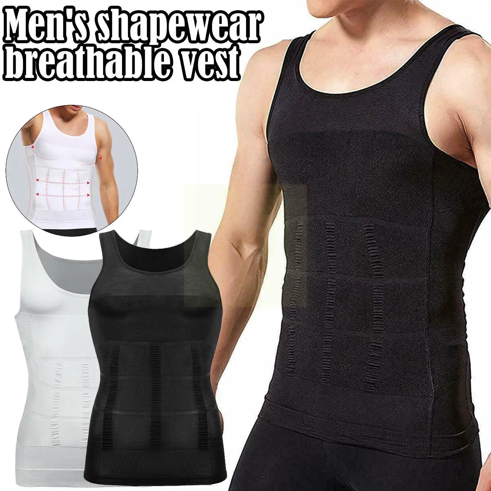 Men Slimming Elastic Body Shapewear Vest Tight Skinny Shirt Fitness Waist Compression Control Abdomen Breathable Top Sport Vest San Remo