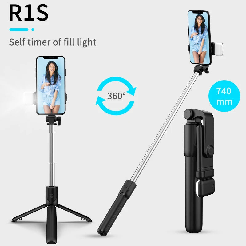 Selfie Stick with Tripod Stand Bluetooth Remote Control Mobile Phone Holder for IPhone Huawei Xiaomi SmartPhone With Fill Light San Remo Shops