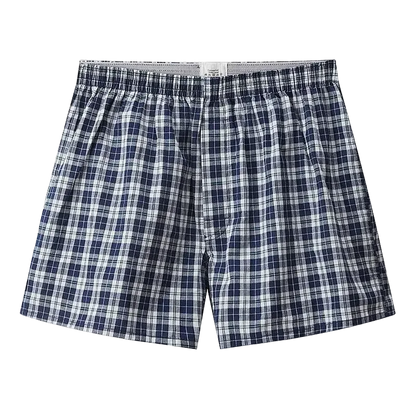 Herren-Unterwäsche aus Baumwolle, lässige Boxershorts mit Karomuster und elastischem Bund, mit Knopfleiste, bequeme Unterwäsche, S-XL