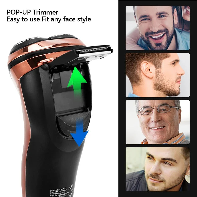 High Quality Electric Shaver Waterproof Fast Charging Men's Shaver Rechargeable Electric Razor Beard Trimmer Shaving Machine San Remo