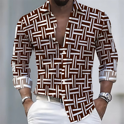 Men's Striped Long-Sleeved Shirt