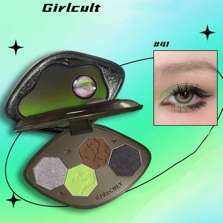 Girlcult Cyber Chatty Four-Color Eyeshadow Palette Laser Solid Eye Shadow Honey Chameleon Blue Eyeshadow Makeup Cosmetics San Remo