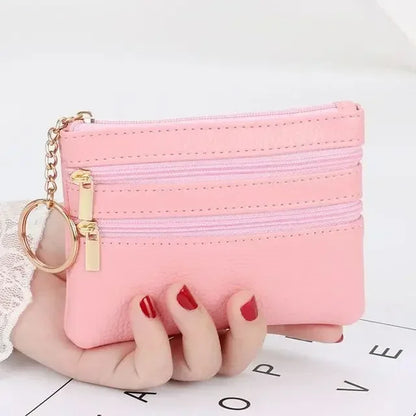 PU Leather Money Coin Purse 2024 New with Key Ring Waterproof Pocket Purse Zipper Wear-resistant Credit Card Holoder Male Women