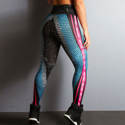 2025  Popular Digital Printing Letters Sports Yoga Fitness Leggings Women Gym Jogging Quick Dry Push Up Slim Pants