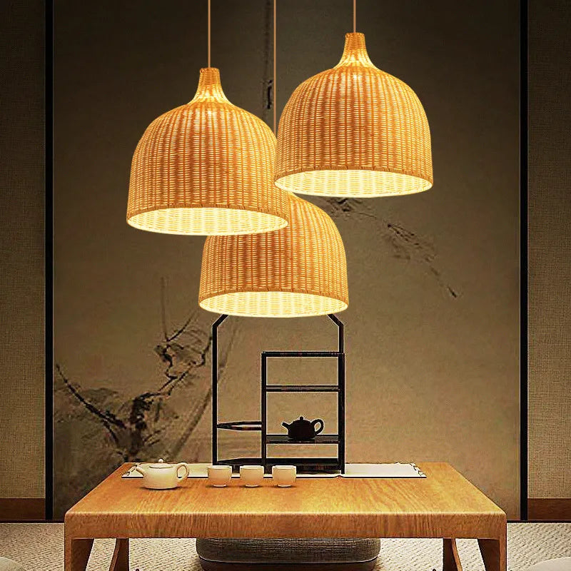 Rattan Pendant Lights Bamboo Lantern Pendant Lamp Hand-Woven Bamboo Lampshades E27 Lighting Fixtures Dining Living Room Decor San Remo Shops