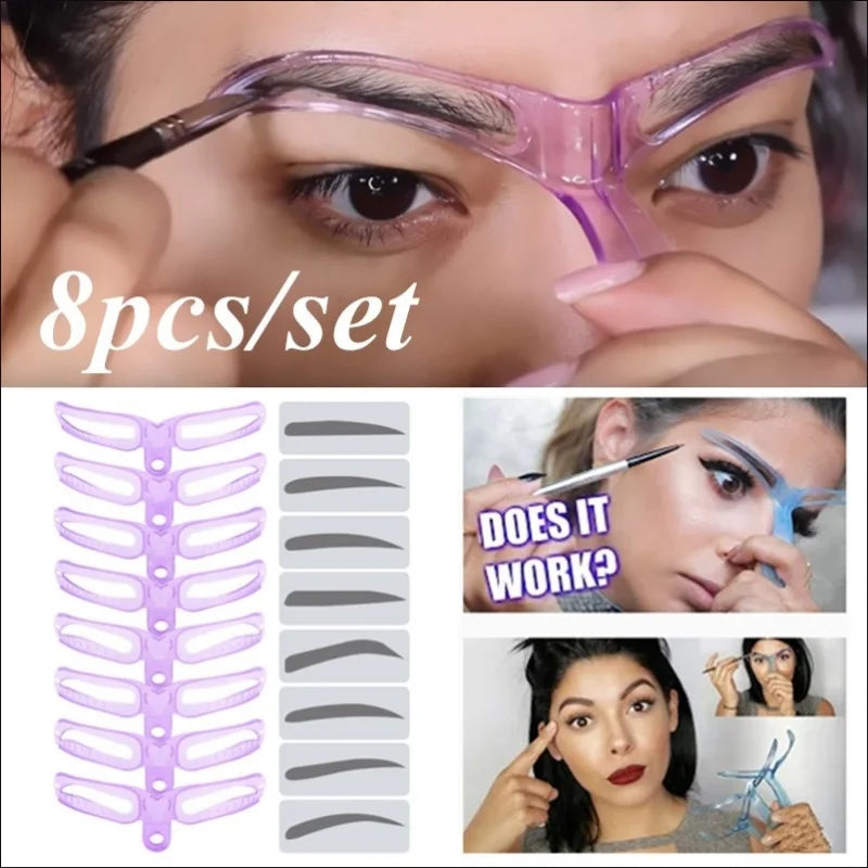 8 In 1 Reusable Eyebrow Stencil Beauty Makeup Brow Stamp Template Eyebrows Shape Set Eye Brow Makeup Tools San Remo Shops