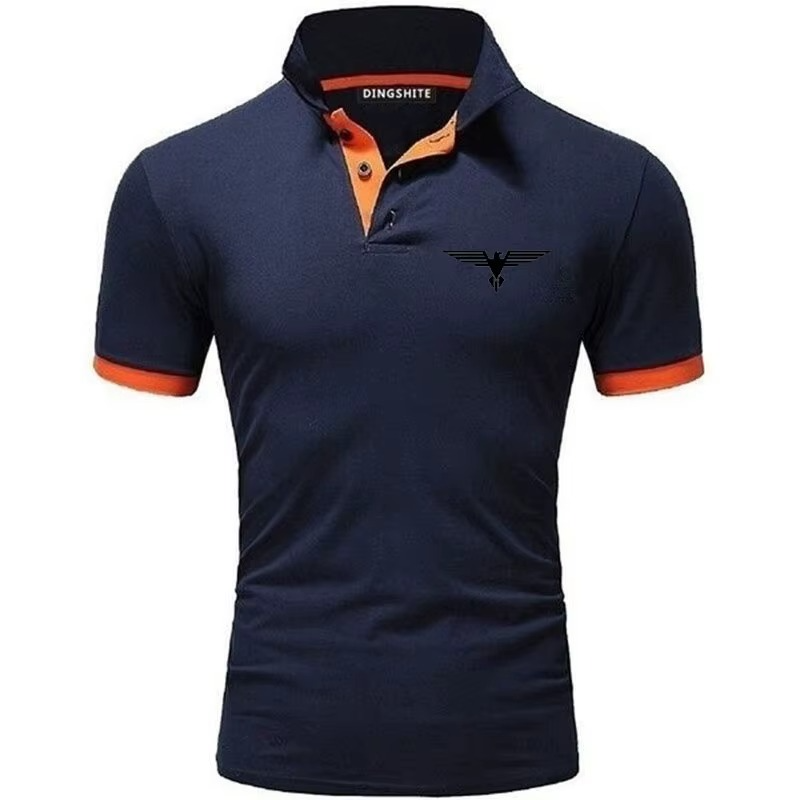 Polo collar contrasting color shirt