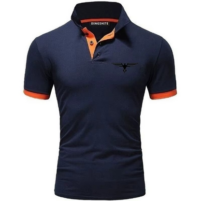 Polo collar contrasting color shirt