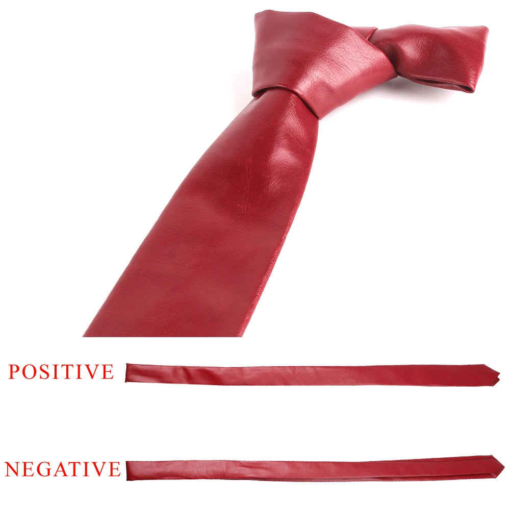 New PU Leather Ties For Men Casual PU Neckties Fashion Solid Mens Necktie For Wedding Business Suit Tie San Remo Shops