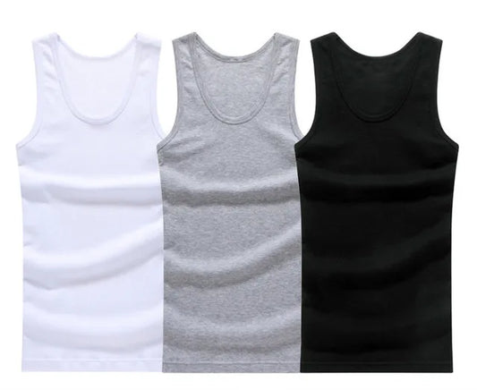 3pcs/lot Cotton Mens Underwear Sleeveless Tank Top Solid Muscle Vest Undershirts O-neck Gymclothing T-shirt men's vest Male San Remo