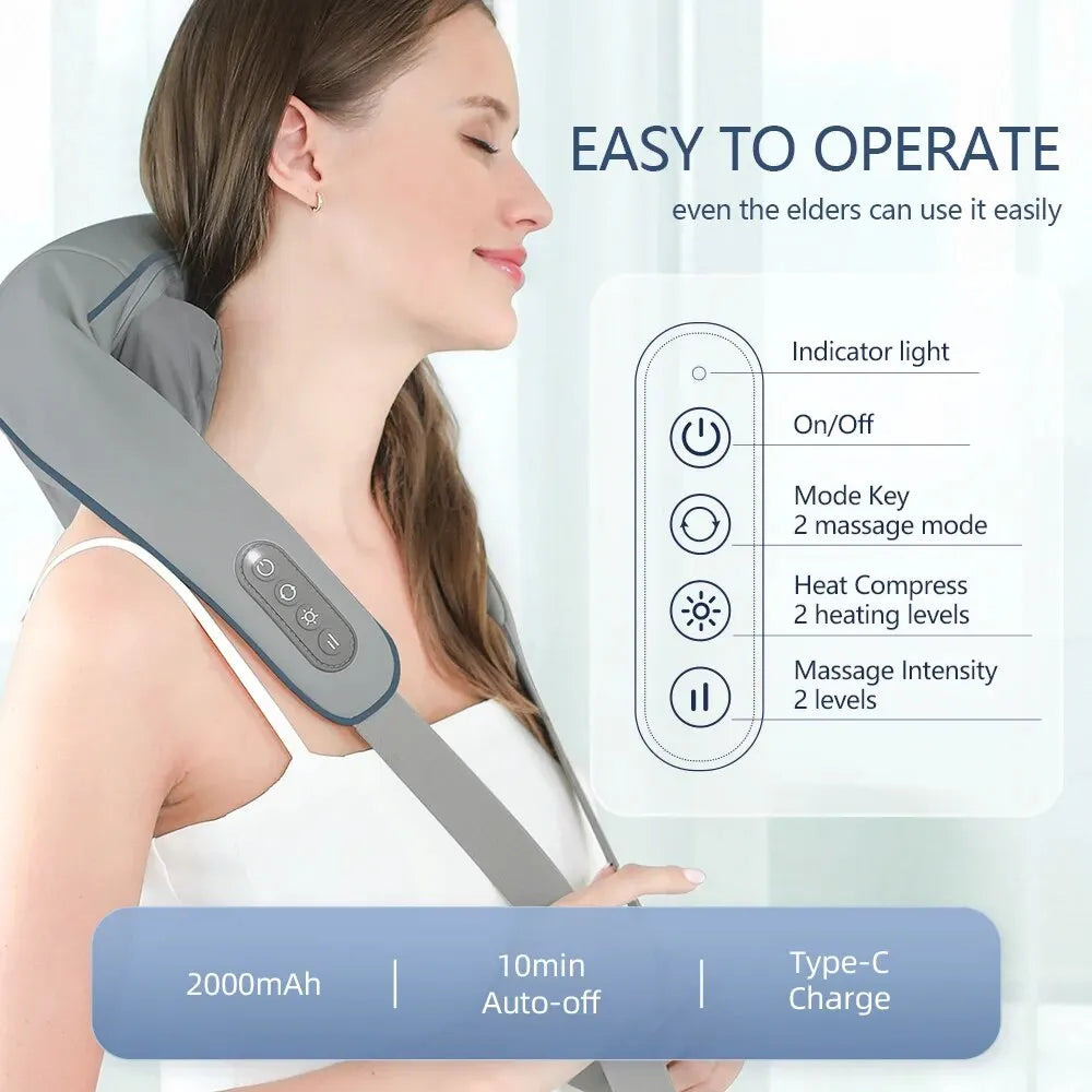 Foreverlily Wireless Neck And Back Massager Neck And Shoulder Kneading Massage Shawl Neck Cervical Relaxing Trapezius Massager San Remo Shops