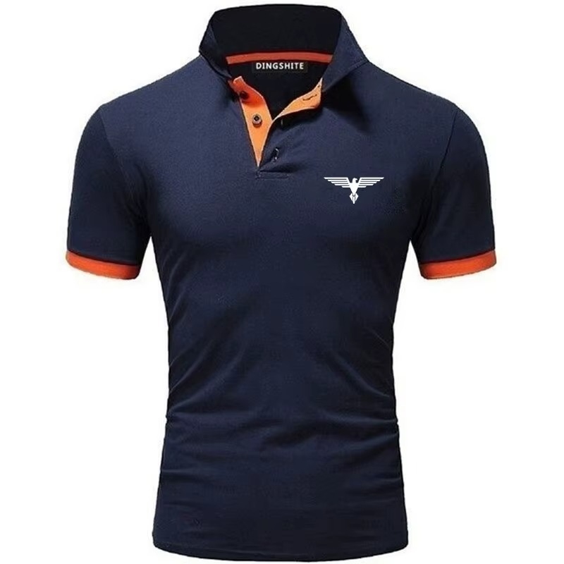 Polo collar contrasting color shirt