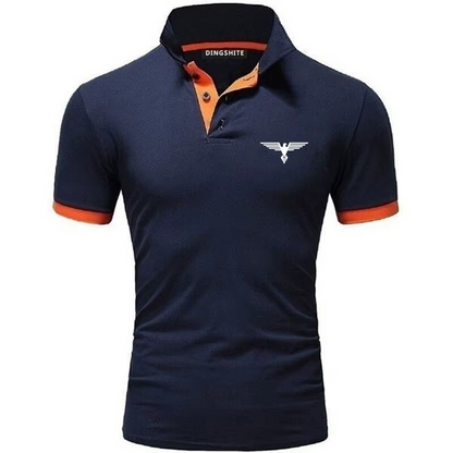 Polo collar contrasting color shirt