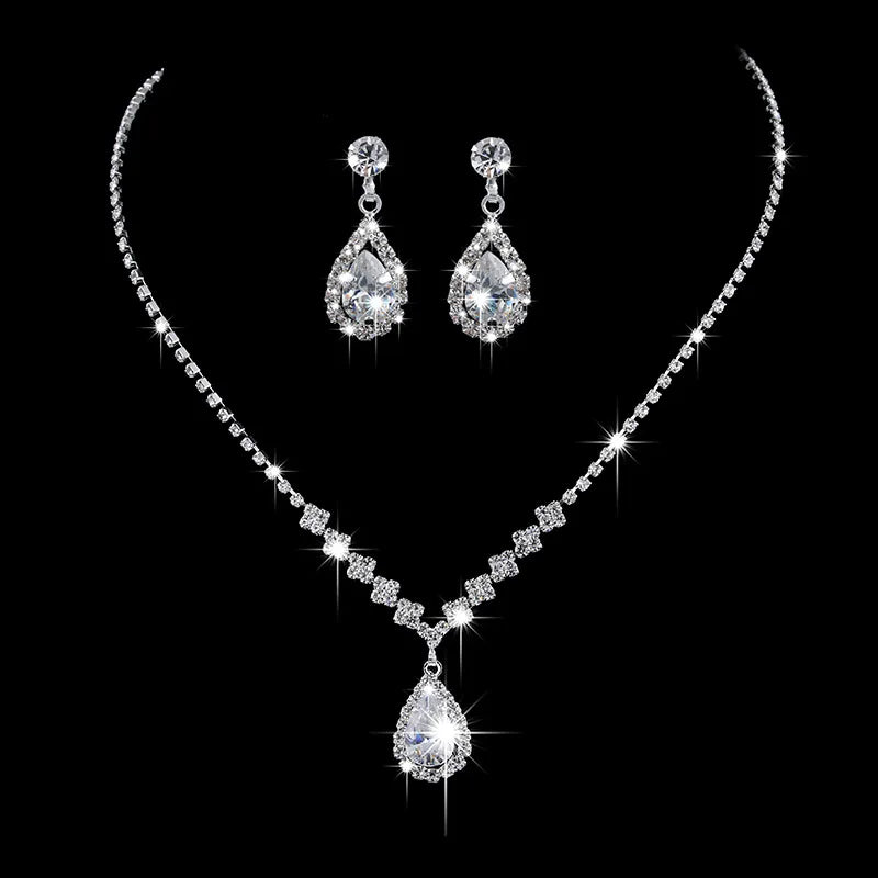 Necklace Earrings Set Bride Bridesmaid Wedding Jewelry Set Gifts For Women Girls Dropship