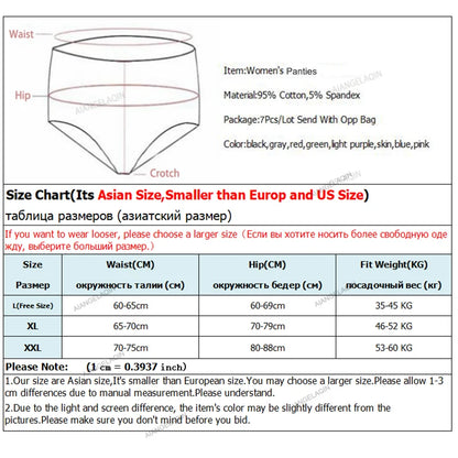 7Pcs Panties Cotton Plus Size Briefs
