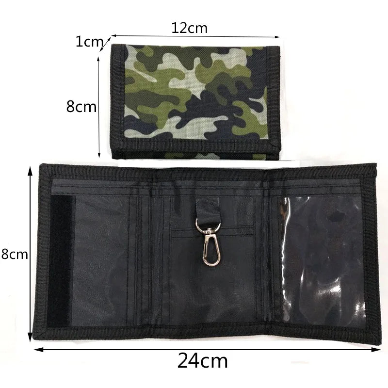 Men's Casual Nylon Tri-Fold Wallet Fashion Mini Card Holder Cash Wallet with Chain New Design Male Short Key Chain Wallet San Remo Shops