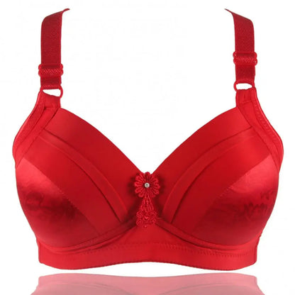 C Cup Wireless Push Up Bra Cotton Wire Free Plus Size