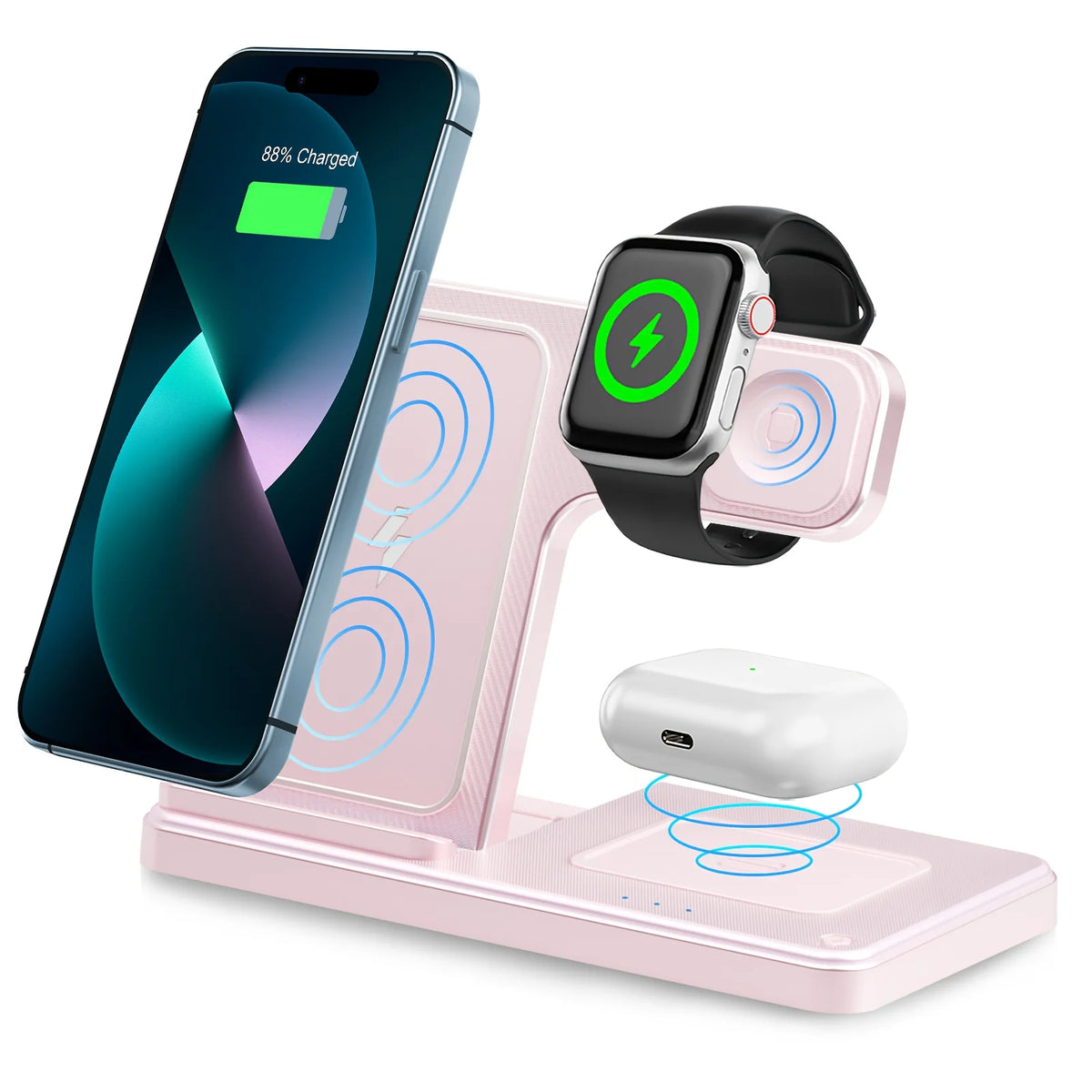 3-in-1 Wireless Charging Station, Magnetic Fast Charging, 18W Foldable