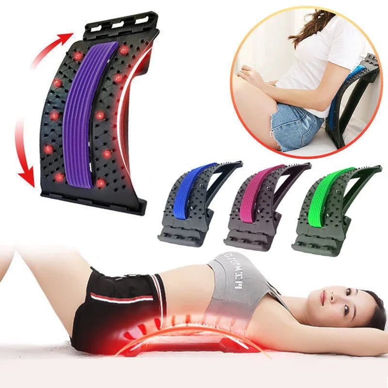 Magnetotherapy Multi-Level Adjustable Back Massager Stretcher Waist Neck Fitness Lumbar Cervical Spine Support Pain Relief San Remo