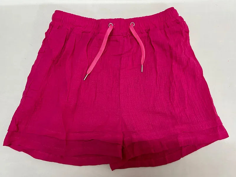 Summer Women's Suit Short Sets Outfits Muslin Suit For Women 2025 Two Piece Female Clothing Solid Button Outfits