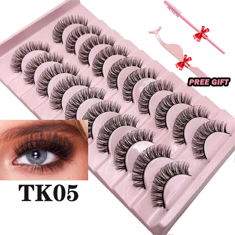 Russian Strip Lashes 10-pairs Fluffy Mink Lashes 3D False Eyelashes Russian Volume Eyelashes Fake Eyelashes Giveaway Makeup San Remo