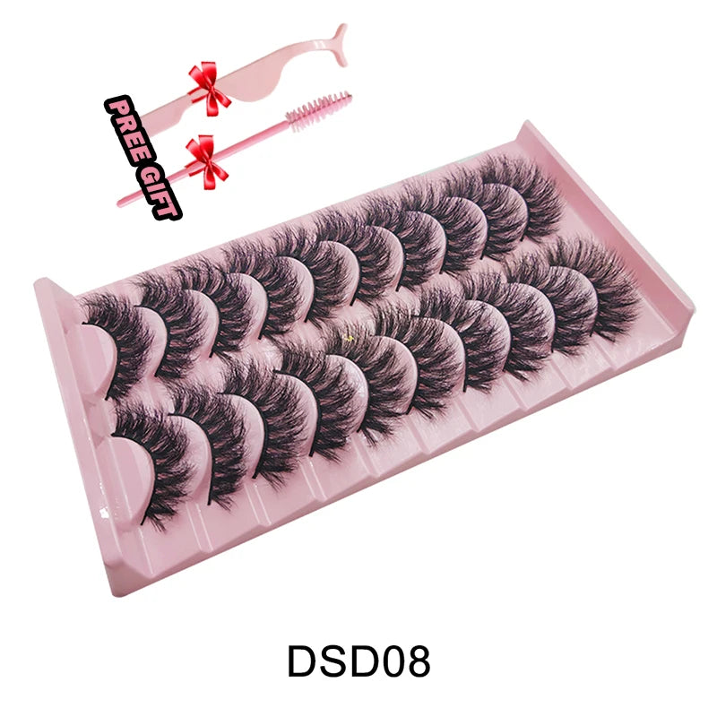 Russian Strip Lashes 10-pairs Fluffy Mink Lashes 3D False Eyelashes Russian Volume Eyelashes Fake Eyelashes Giveaway Makeup San Remo