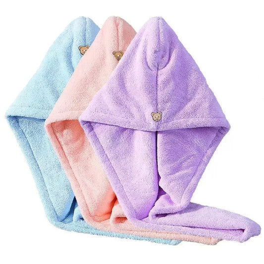 Women Hair Drying Hat Quick-dry Hair Towel Cap Hat Microfiber Solid Towel Cap Super Absorption Turban Hair Dry Cap Bath Hat San Remo Shops