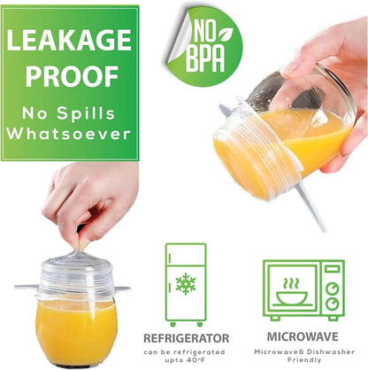 6Pcs Round Lids Food Silicone Cover Reusable Airtight Stretch