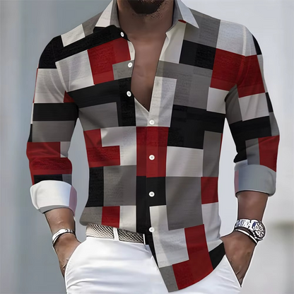Men's Striped Long-Sleeved Shirt