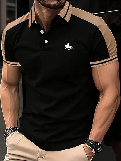 men's printed lapel short-sleeved Polo shirt
