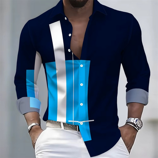 Men's Striped Long-Sleeved Shirt