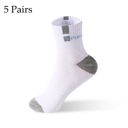 5 pares de calcetines de fibra de bambú para hombre, talla 37-43, para otoño e invierno, de algodón transpirable, deportivos, desodorantes y de negocios.
