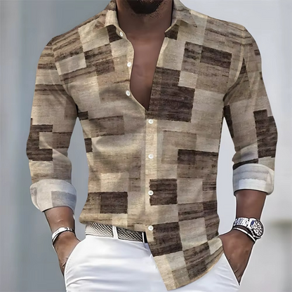 Men's Striped Long-Sleeved Shirt