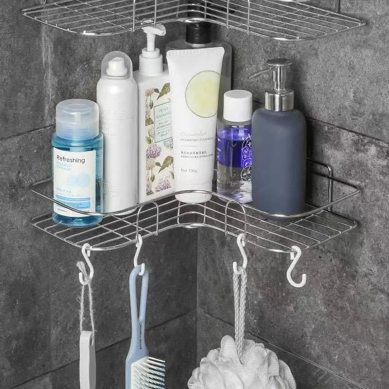 Solid Stainless Steel Storage Rack Punch-free Singer Layer Triangle Wall Mounted Shelf Holder for Bathroom Kitchen Bedroom San Remo Shops