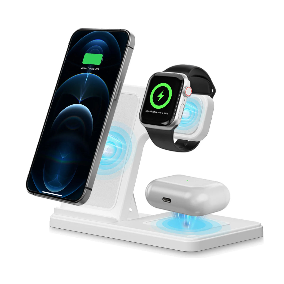 3-in-1 Wireless Charging Station, Magnetic Fast Charging, 18W Foldable