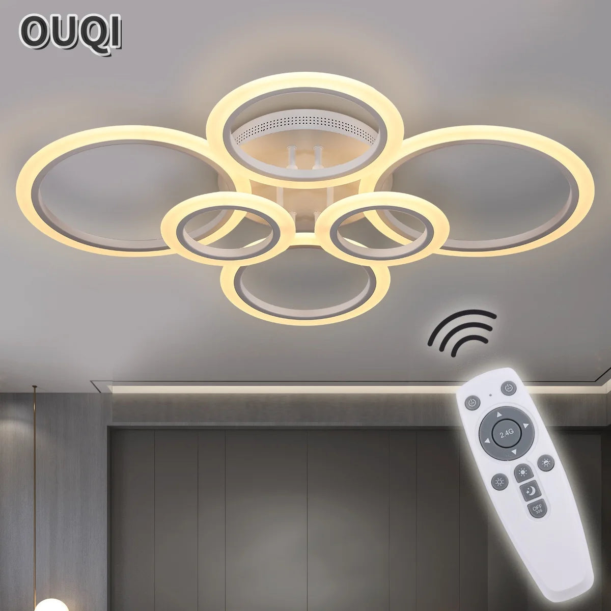 Modern LED Ceiling Lights Chandelier Ring Lamp Smart Luster Remote Control Bedroom LivingRoom Indoor Home Decor Lighting Fixture San Remo Shops