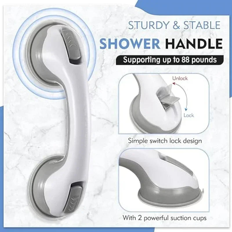 Shower safety handle double lock safety vacuum disc type anti-slip grip suitable for bathroom wall bathtub bathroom tile glass San Remo Shops