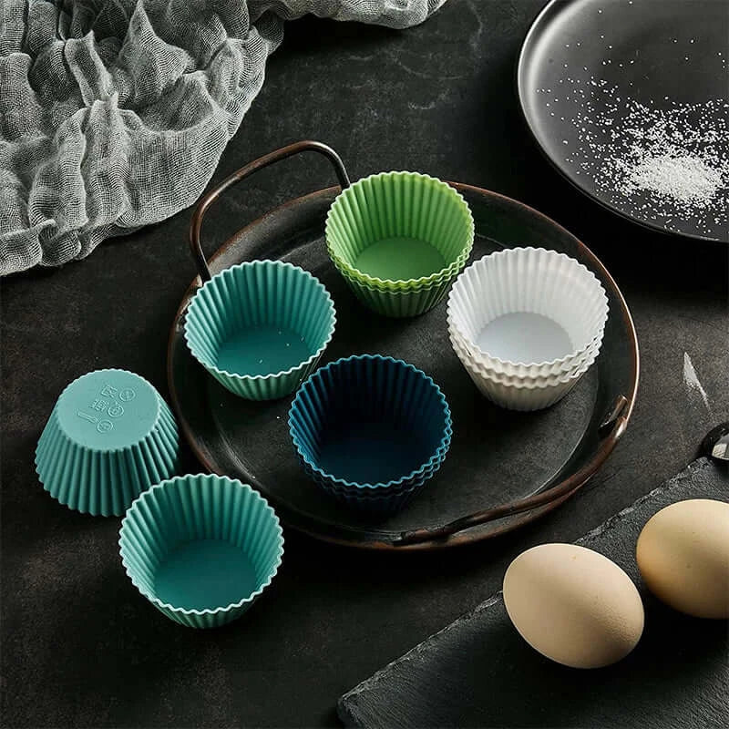 12/24Pcs Silicone Muffin Cupcake Cup Round Cake Baking Molds Birthday Party Christmas Home Kitchen Cake Decorating Tools