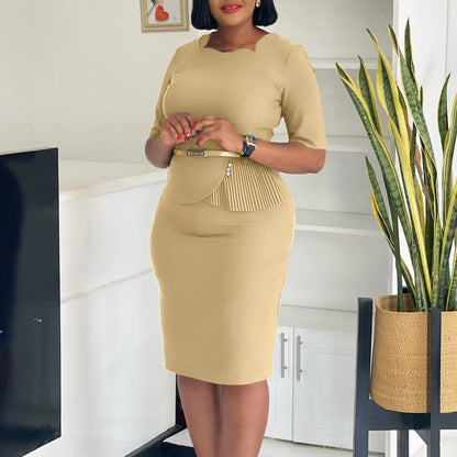 Vestidos cruzados de cadera de color sólido de nueva moda de verano 2024 para mujer