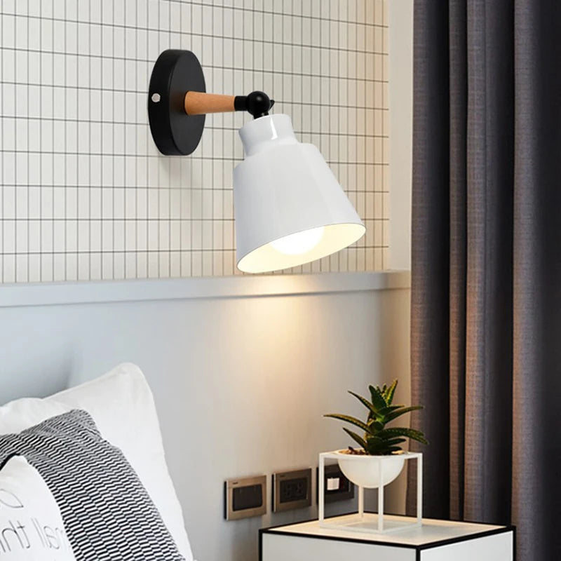 Nordic solid wood bedroom wall lamp modern minimalist Macaron LED wall lamp creative living room corridor bedside wall lamp San Remo Shops