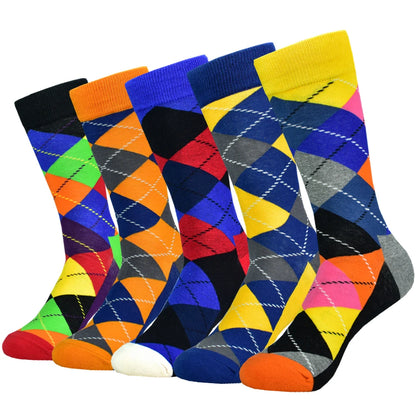 5 Paar Herrensocken, Farbe, Kleid, Casual, Mode, Happy Socks, gekämmte Baumwolle, Herren-Geschenke