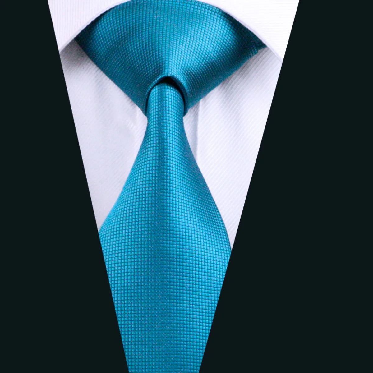 Fashion Teal Men Necktie With Brooch Pocket Square Cufflinks Sets Exquisite Silk Solid