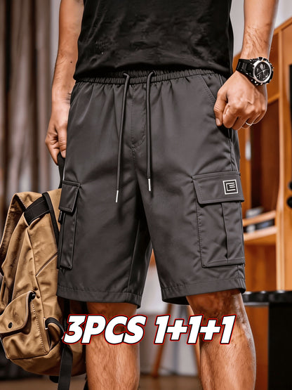 3pcs Men' Quick-Dry Cargo Shorts