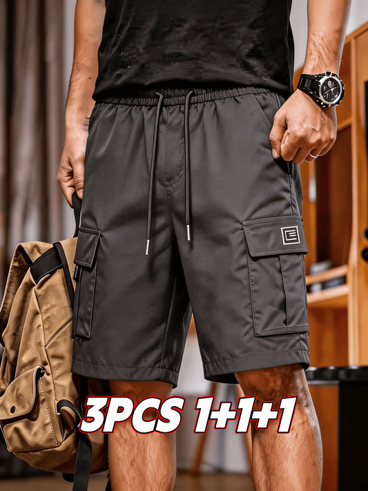 3pcs Men' Quick-Dry Cargo Shorts