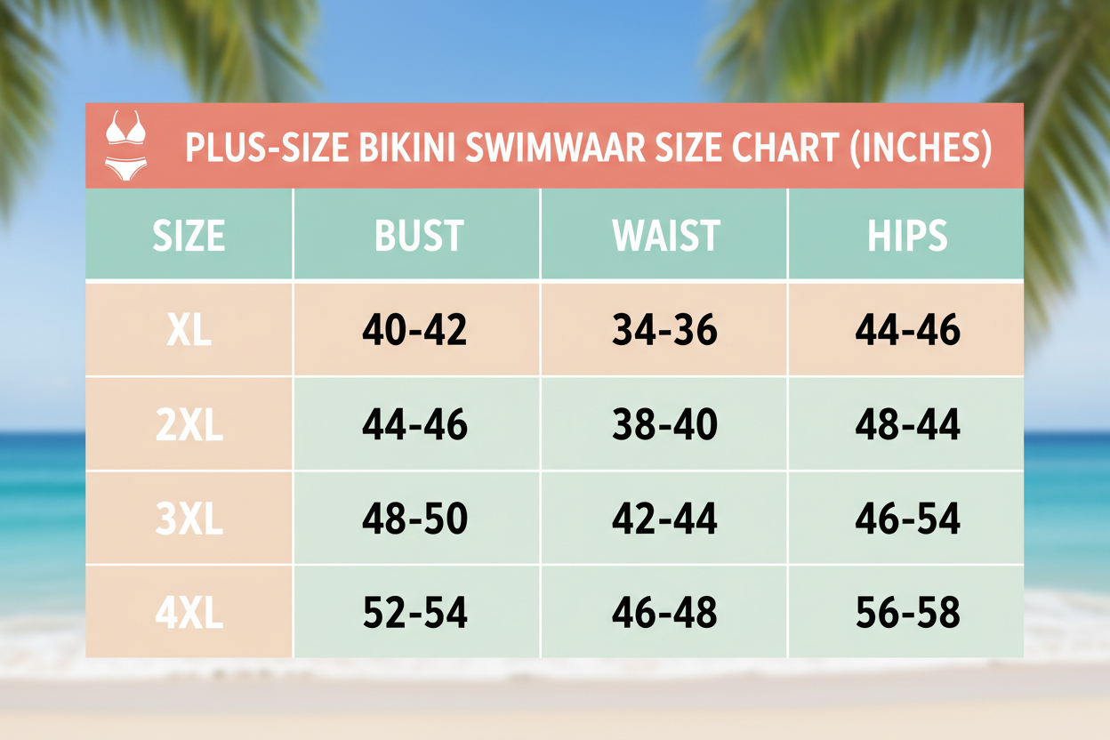  Bikini Set swimwear 2 pieces size chart XL-4xL PLUS SIZE