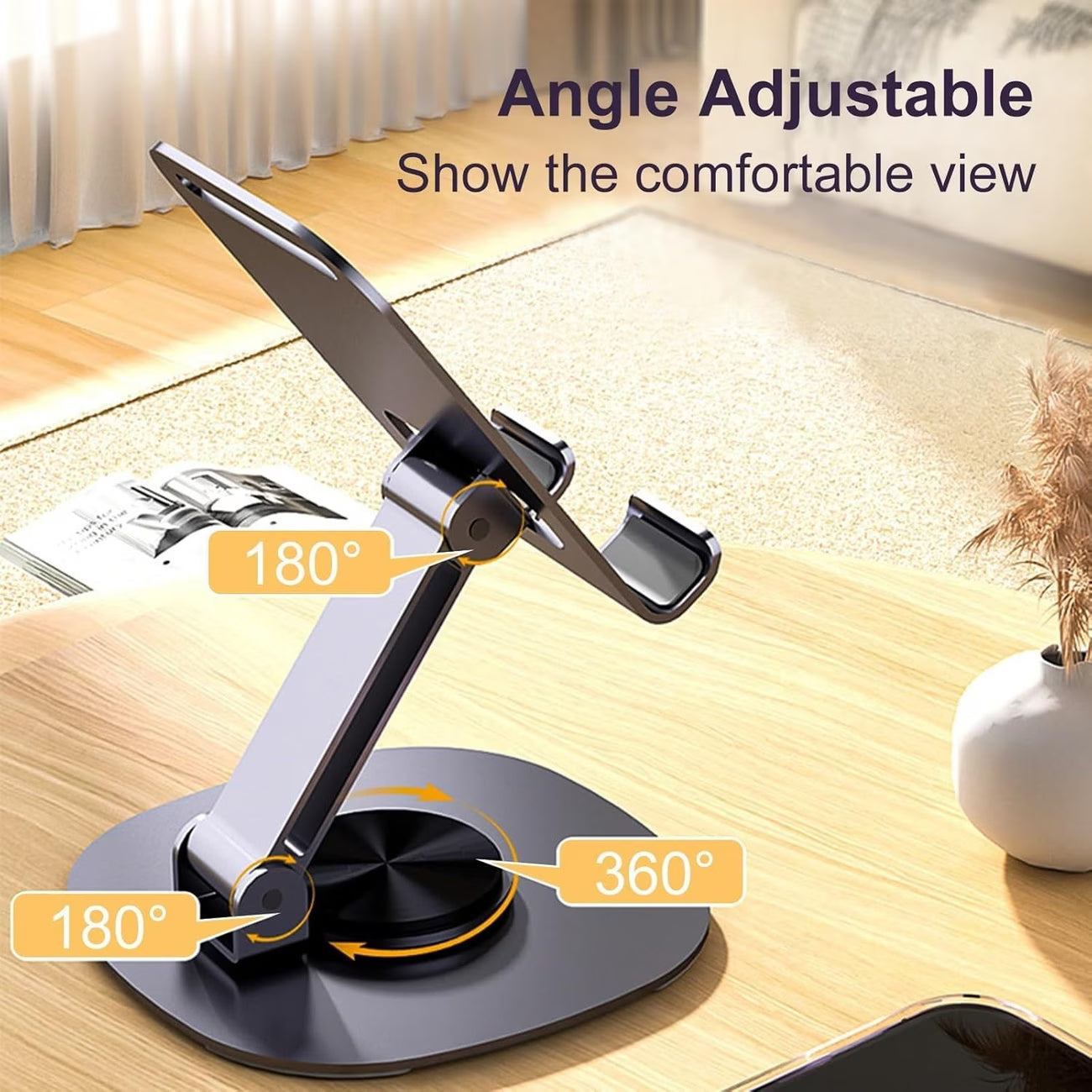 Phone Stand: 360-Degree Rotating Base