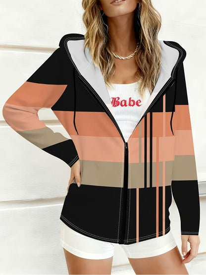 Print Women's Zip-Up Hooded Jacket